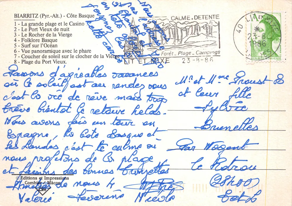 Biarritz — Panoramablick und Aktivitäten — Éditions et Impressions Combier / Macon - Rückseite