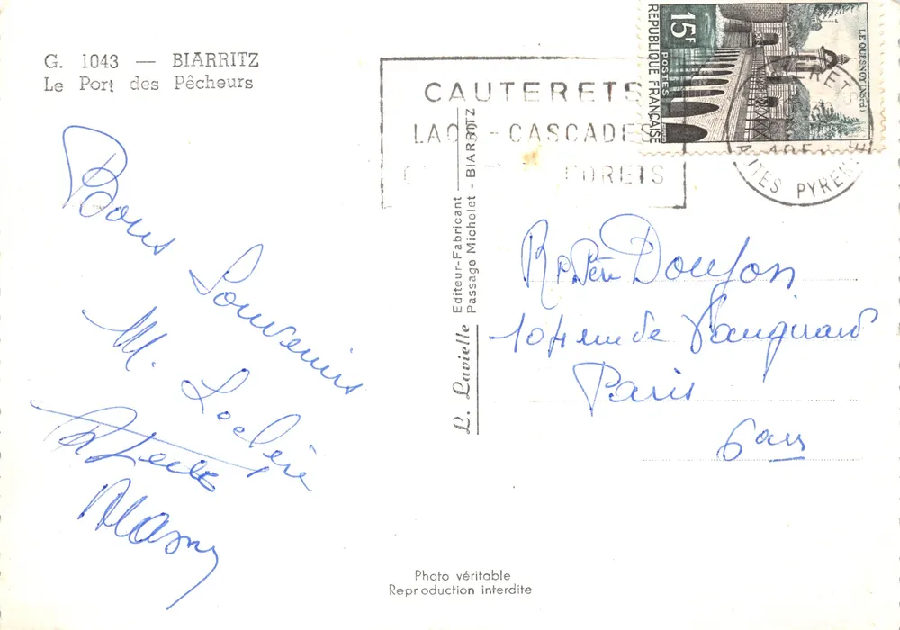 Der Hafen der Fischer — Biarritz — Verlag Lavielle, Nr. G. 1043 - Rückseite