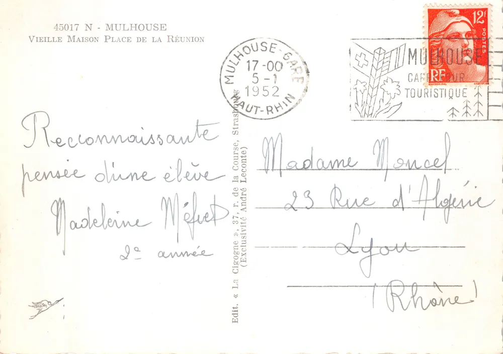Altes Haus Place de la Réunion — Mulhouse — Verlag La Cigogne - Rückseite
