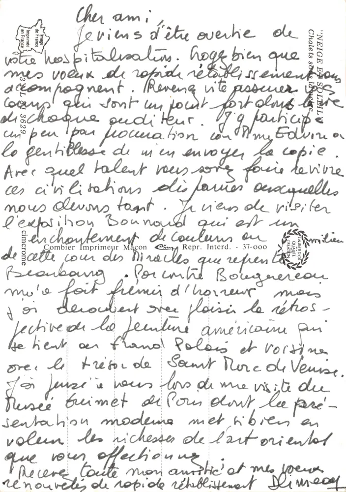 Paysage hivernal — chalet enneigé avec arbre isolé — éditeur Cing - Verso