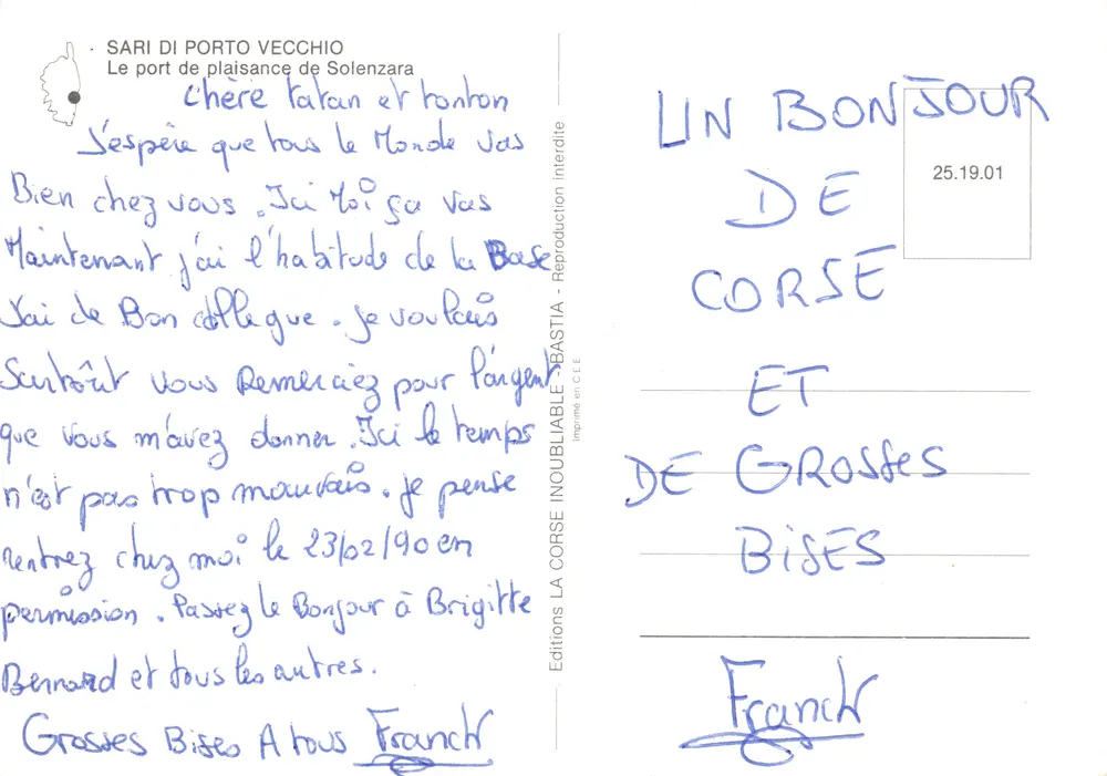 Solenzara — port de plaisance — Éditions Inoubliable - Verso