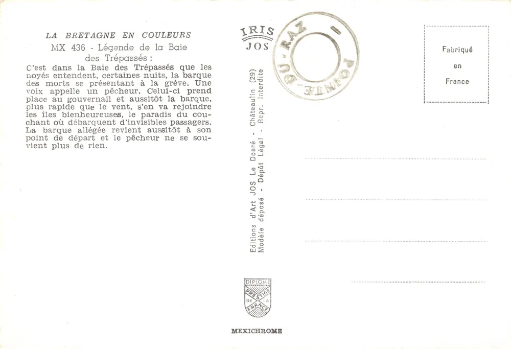 Baie des Trépassés — légende — Éditions d'Art JOS, n° MX 436 - Verso