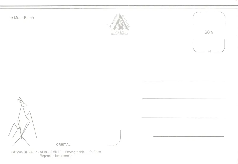 Der Mont-Blanc — schneebedeckte Panoramansicht — Editions REVALP - ALBERTVILLE - Rückseite