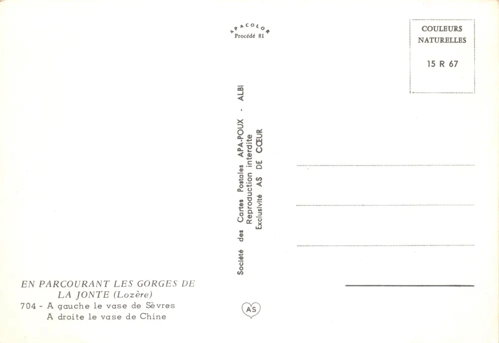 Die Schluchten der Jonte — Landschaft aus geformten Felsen — Verlag AS - Rückseite