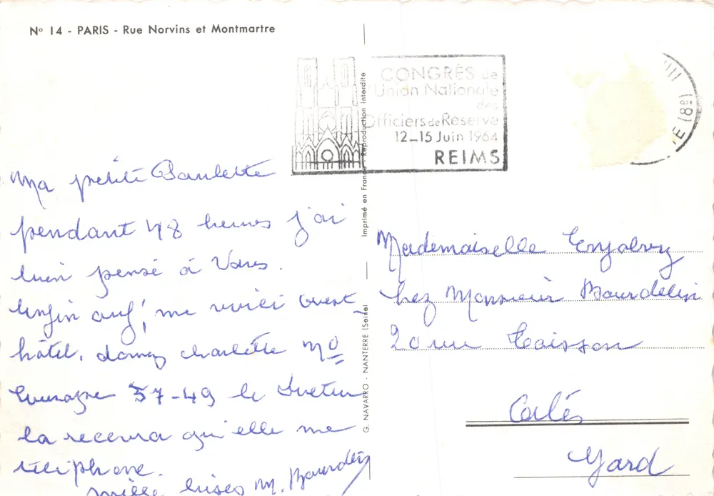 Ansicht von Montmartre — Sacré-Cœur im Hintergrund — G. Navarro, N° 14 - Rückseite
