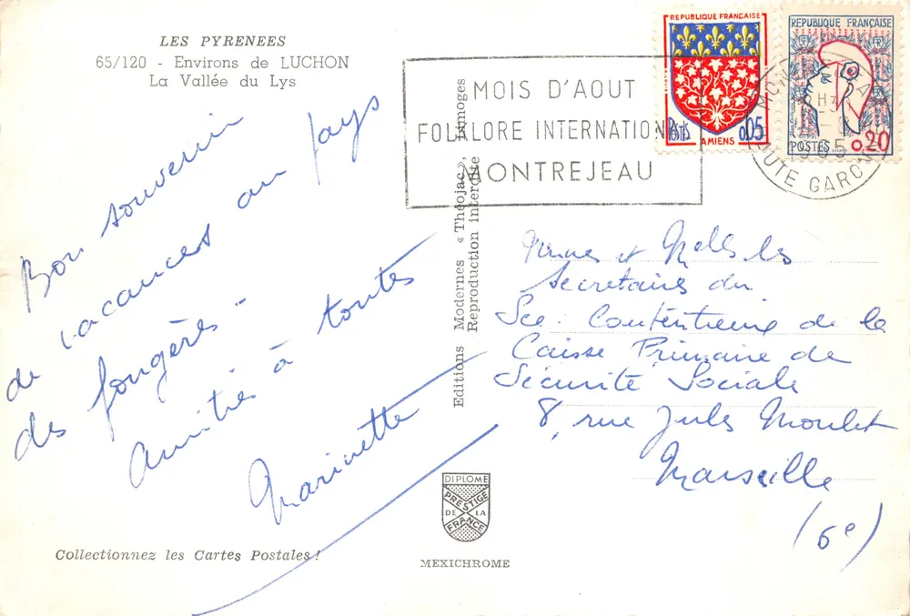 Les Pyrénées — Vale do Lys — editor IRIS, n° 65/120 - Verso