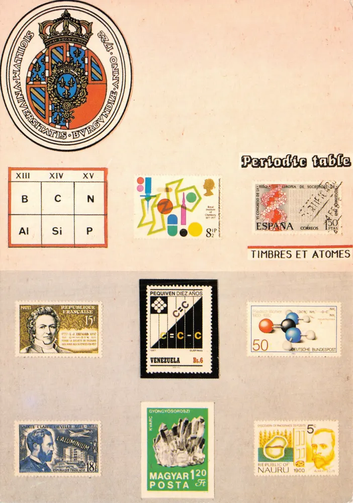 Periodensystem der Elemente — Sammlung von 9 Briefmarken — Verlag ÉDITIONS FORUM CARTES ET COLLECTIONS - Vorderseite