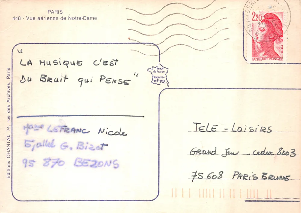 Notre-Dame de Paris — vue aérienne — Éditions CHANTAL, n°448 - Verso