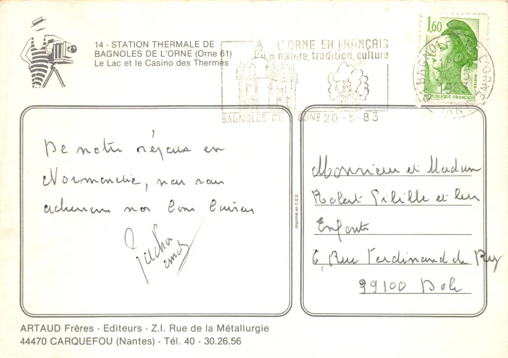 Bagnolles-de-l'Orne — See und Casino der Thermalbäder — Verlag ARTAUD Frères - Rückseite