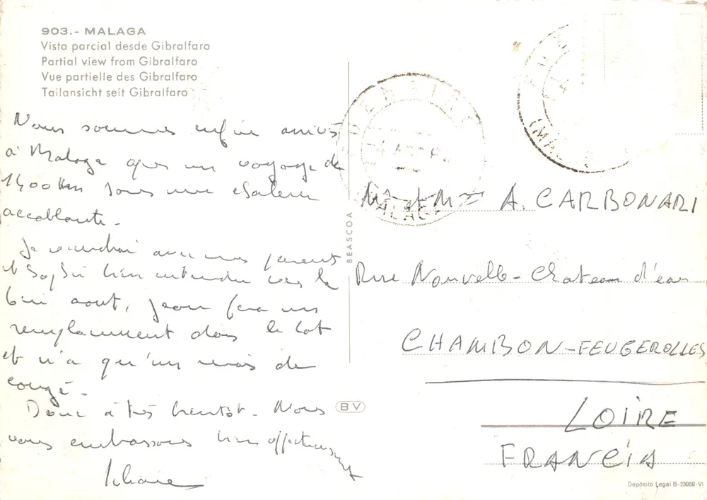 Malaga — Teilansicht von Gibralfaro — Verlag Beascoa, Nr. 903 - Rückseite