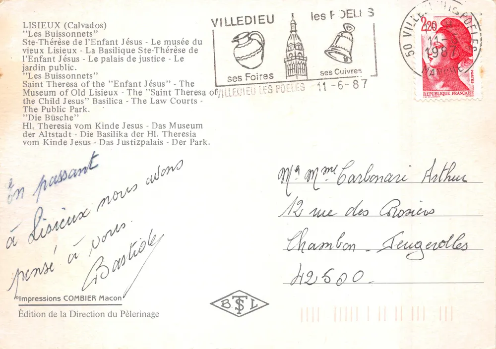 Lisieux — Éditeur Impressions COMBIER Macon - पीछे