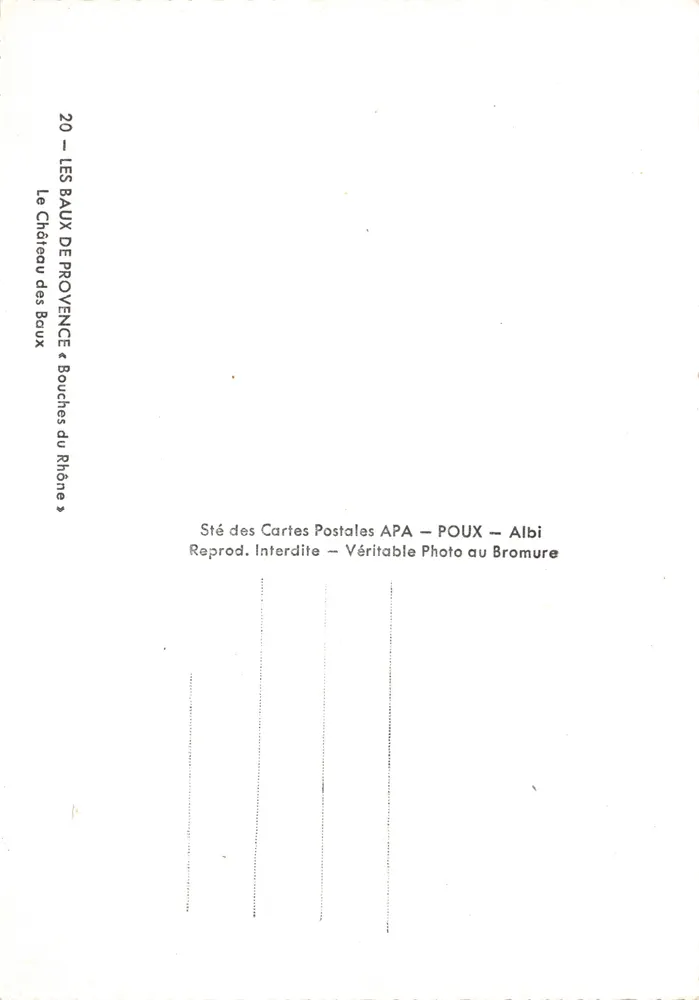 Les Baux-de-Provence — Schloss Baux — Verlag APA — Nr. 20 - Rückseite