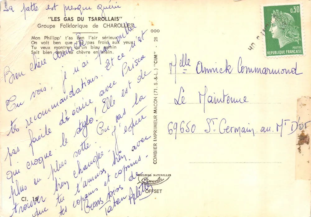 Enfant en costume traditionnel — avec chèvre — éditeur CIM - Verso
