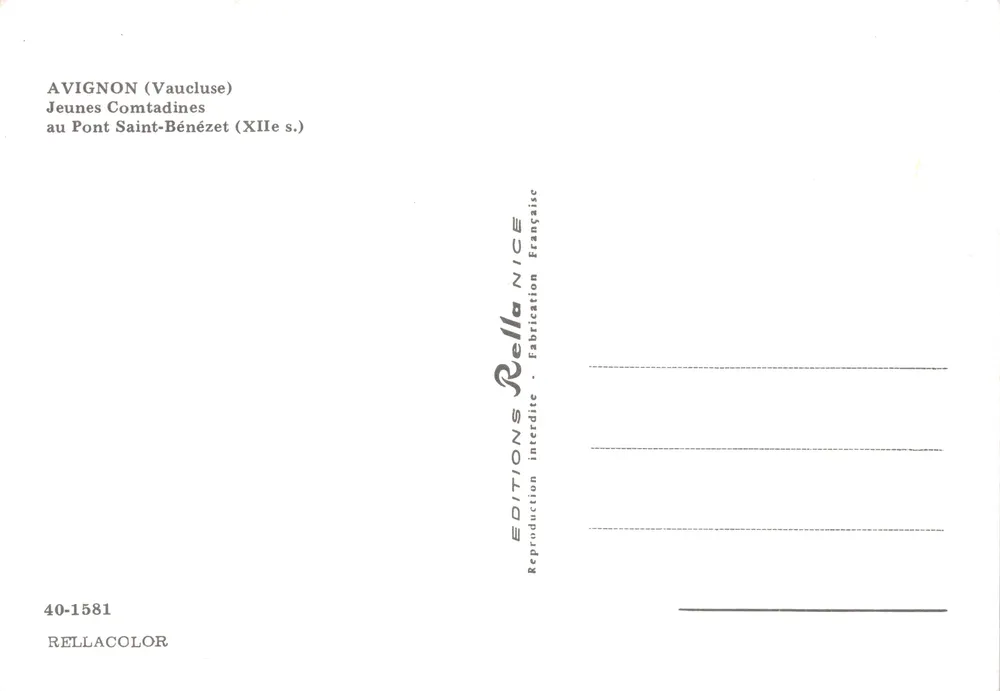 Avignon (Vaucluse) — Junge Comtadines am Pont Saint-Bénézet (12. Jh.) — Rella Editions - Rückseite