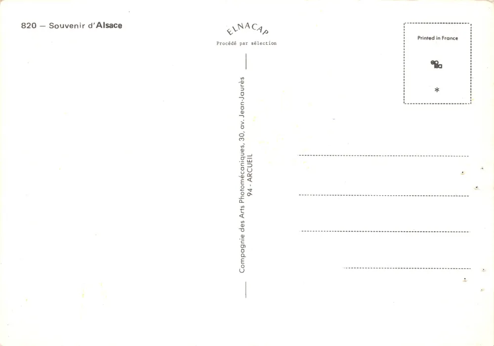 Cigognes sur leur nid — monument à base de pierre — éditeur Elnacap, n° 820 - Verso