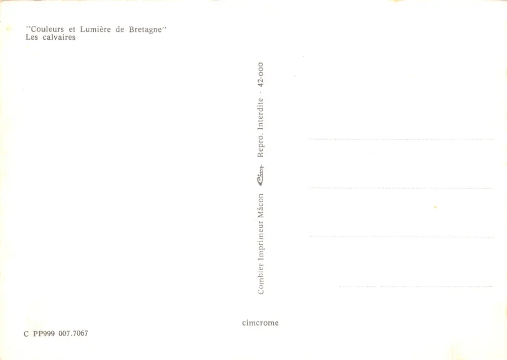 Bretagna — I Calvaires — editore Combier Imprimeur Mâcon - Verso