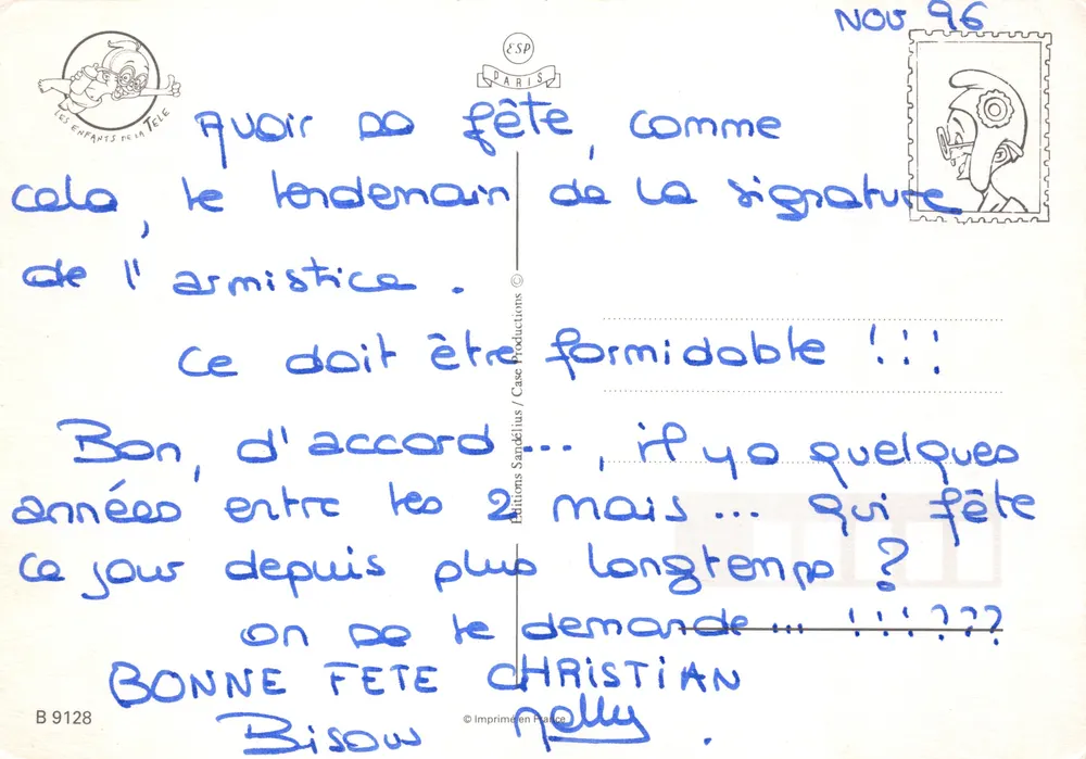 Enfant aux lunettes — attente téléphonique — dessin d'Abouis - Verso
