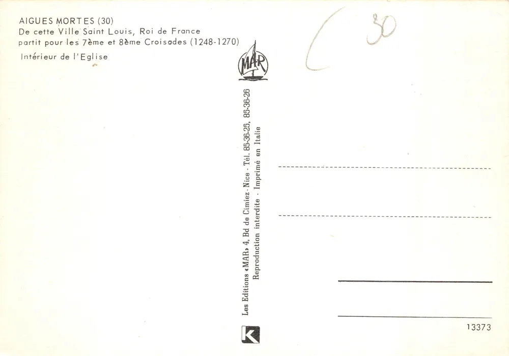 Intérieur de l'église — Aigues Mortes (30) — Les Editions « MAR » - Verso