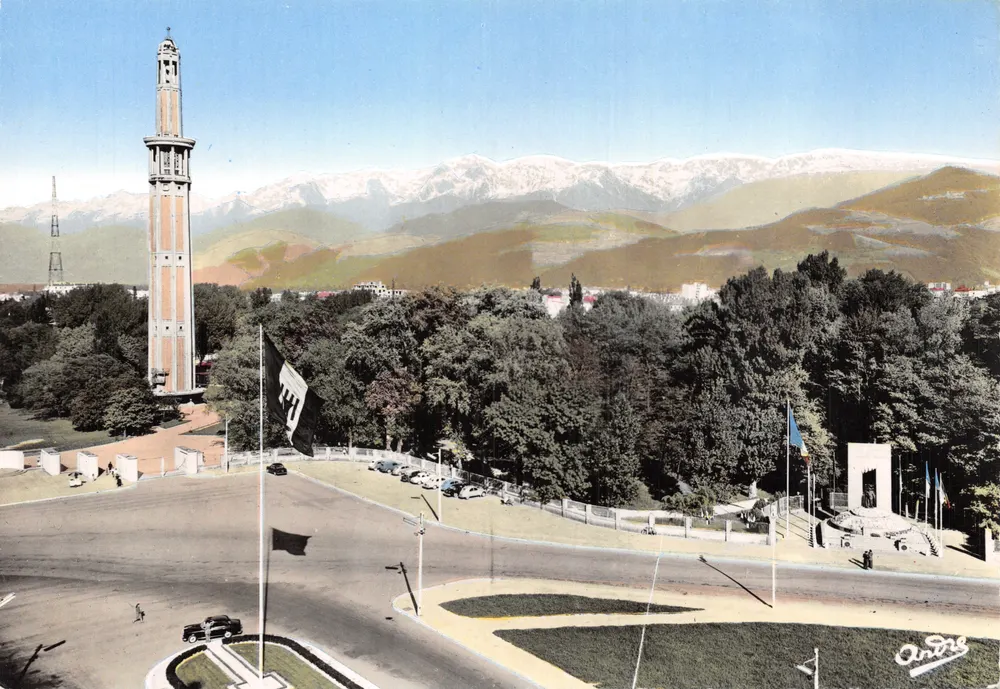 Grenoble — Turm der Ausstellung und Kette von Belledonne — Edition d'Art André - Vorderseite