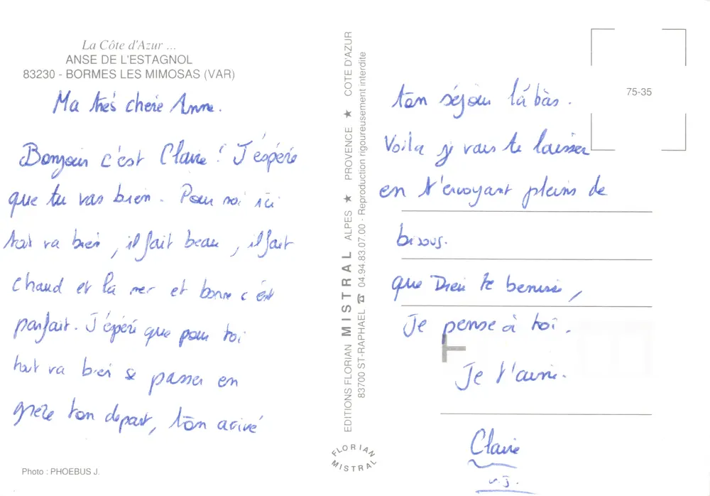 Bormes — Ansicht der Strand mit Kiefer und Segelboote — Éditions Florian Mistral - Rückseite