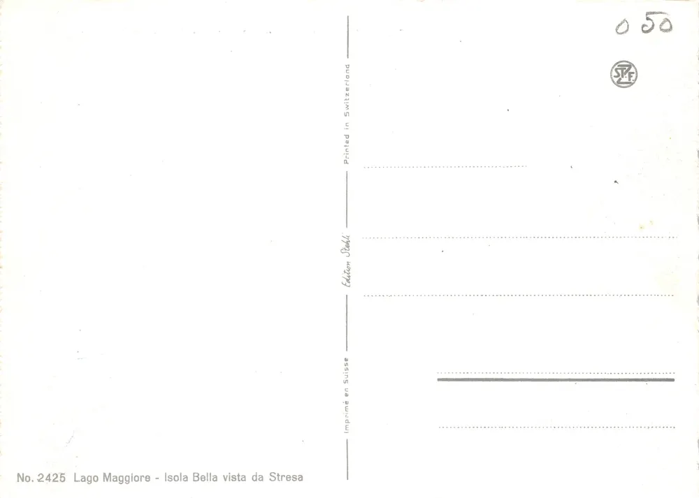 Isola Bella vue de Stresa — Lago Maggiore — Édition Stöhl - Verso