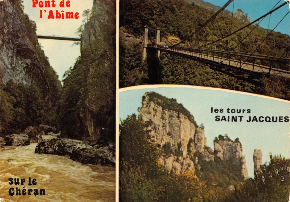 Pont de l'Abîme — pont suspendu sur le Chéran — Éditions J. Cellard - Recto