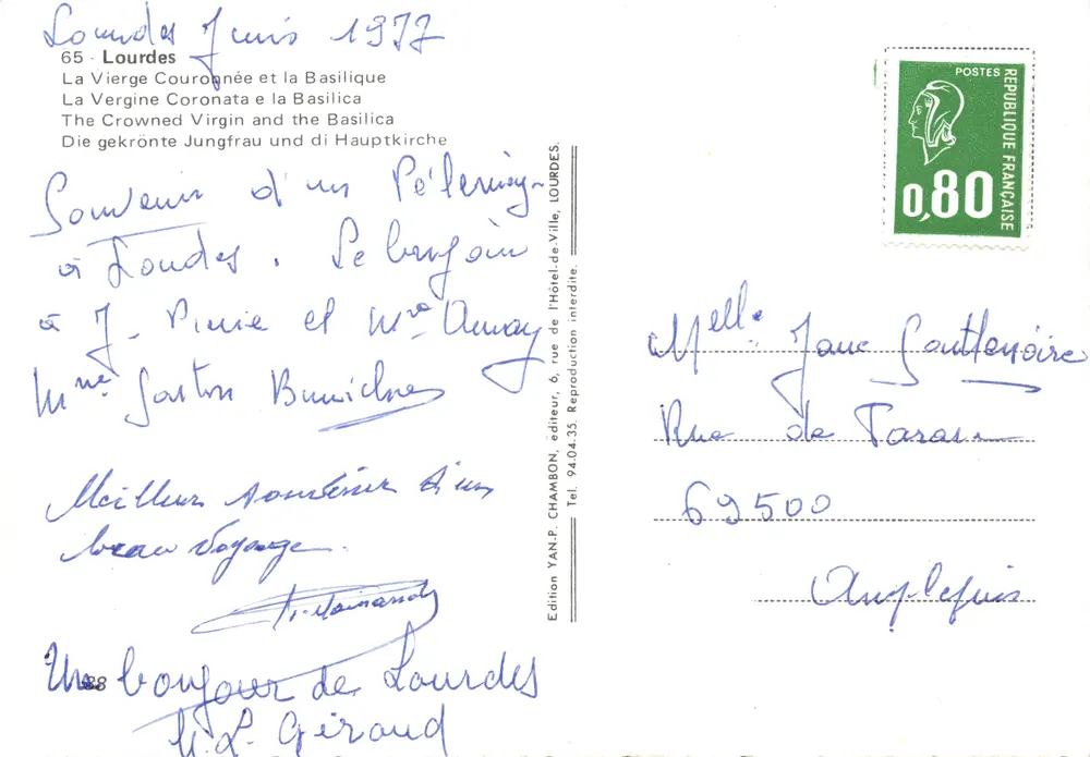 Lourdes — Basilique et statue de la Vierge Couronnée — éditeur YAN - Verso