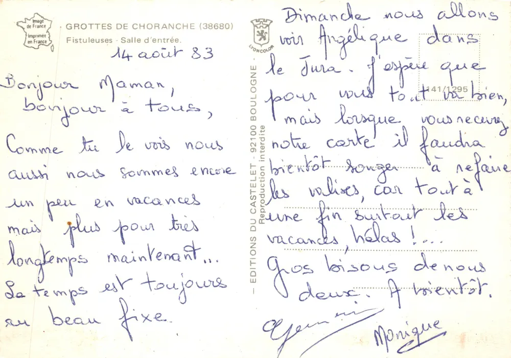 Grotte di Choranche — Sala d'ingresso — Éditions du Castelet - Verso