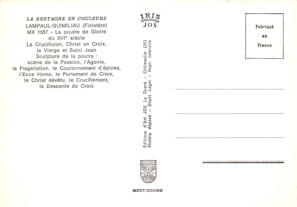 Die Kreuzigung — Szene aus der Passion auf einem Ehrenbalken — Editions JOS - Rückseite