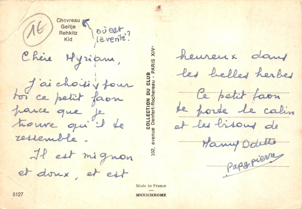 Petit faon — dans les belles herbes — Mexichrome, n°5127 - 뒷면