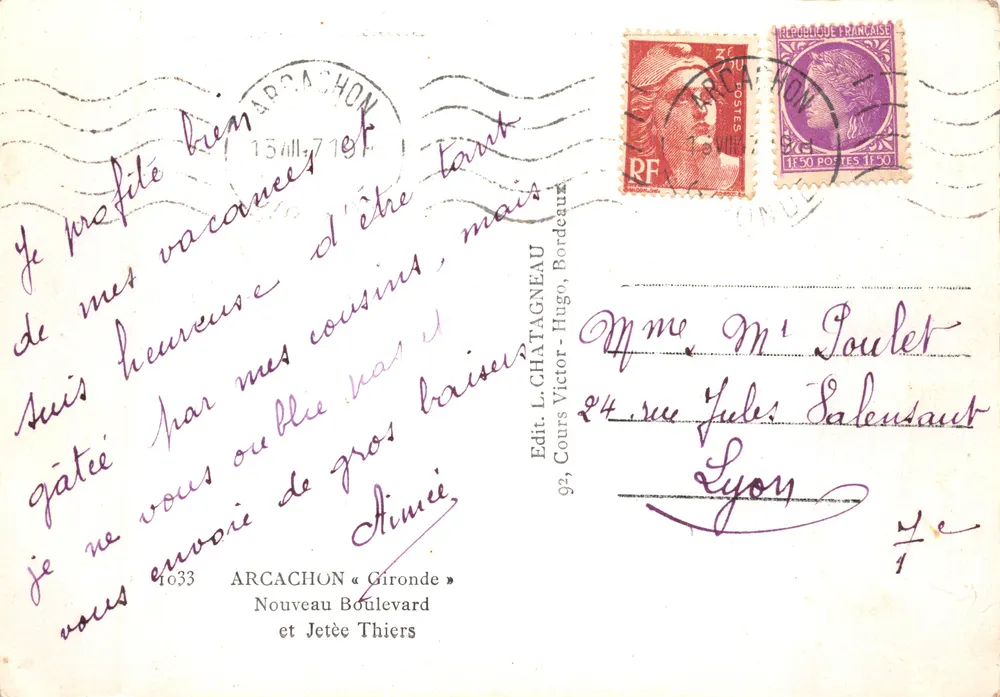 Arcachon — Ansicht der Mole und des Boulevards — Verlag L. Chatagneau, Nr. 4033 - Rückseite