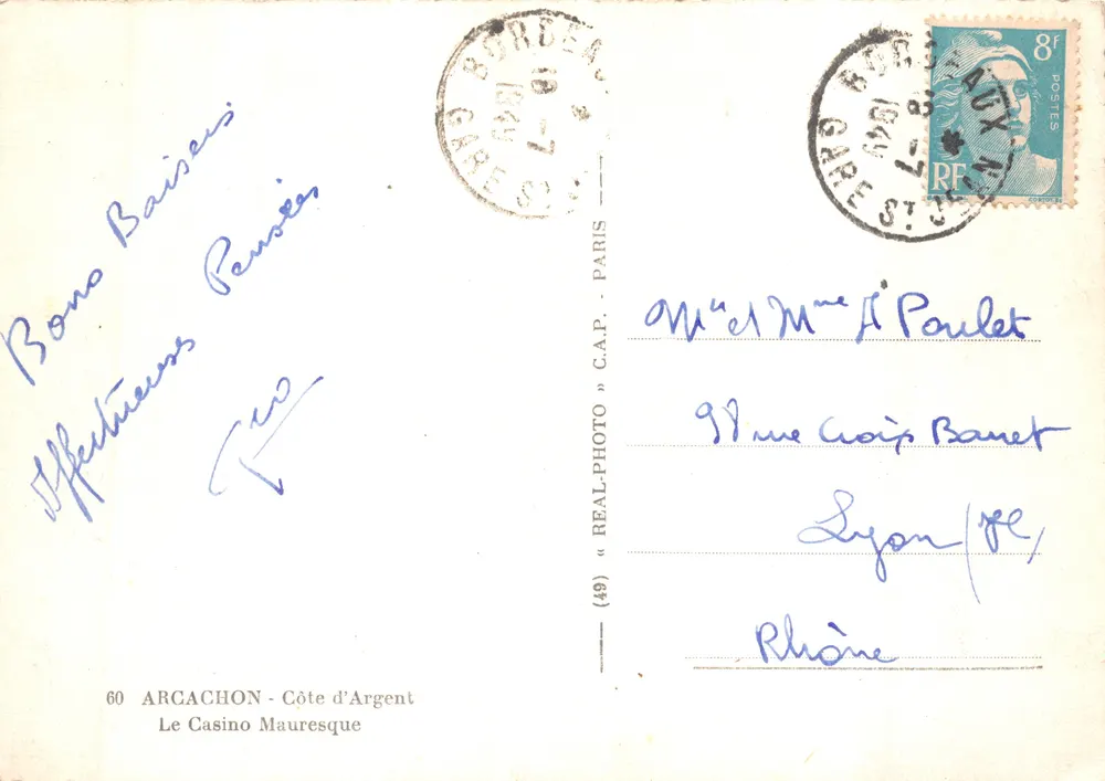 Arcachon — Le Casino Mauresque — éditeur BEAL-PHOTO - Verso