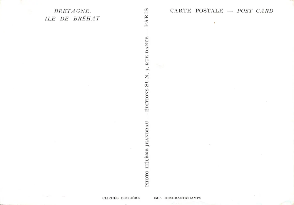Ile de Bréhat — paysage côtier rocheux — Éditions Jean Brau, Paris - Verso