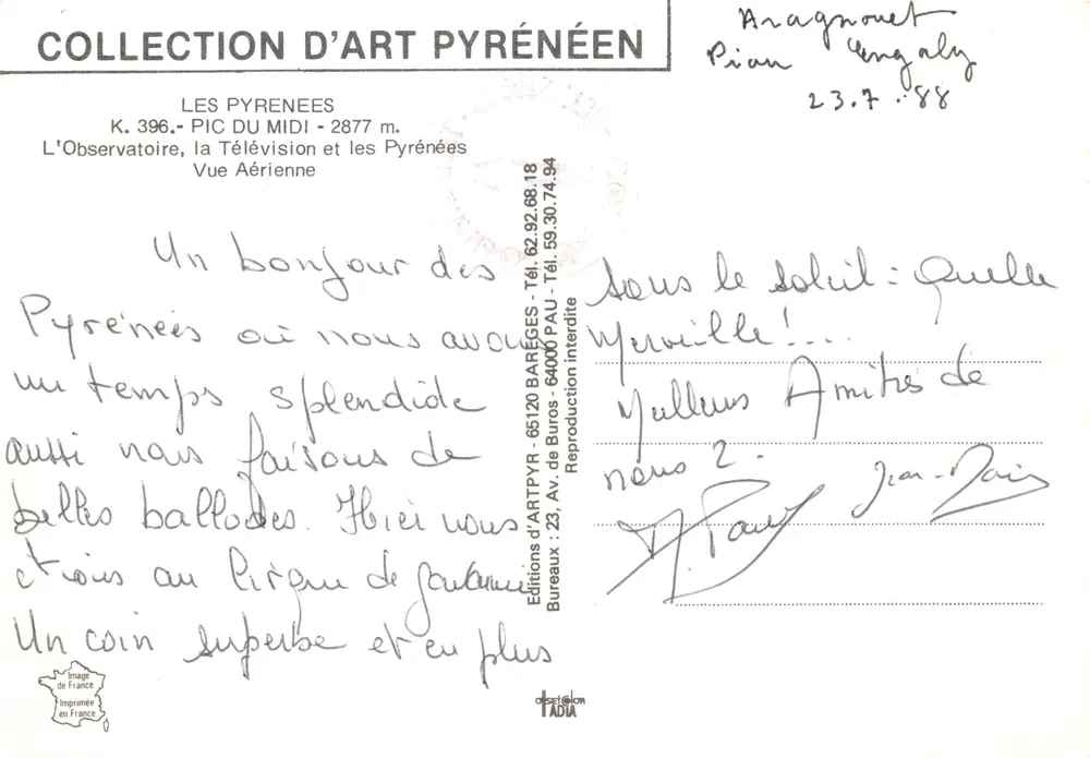 Luftbild des Observatoriums Pic du Midi — Verlag ART PYR - Rückseite