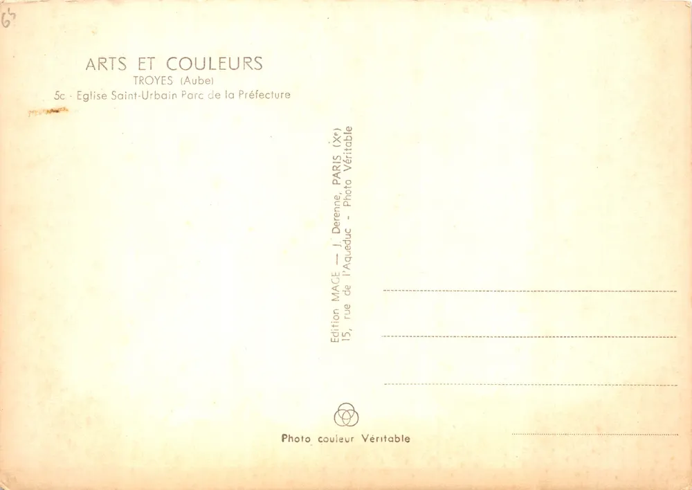 Kirche Saint-Urbain — Park der Präfektur — Ausgabe MACE, TROYES (Aube) - Rückseite