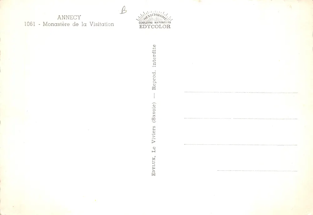 Kloster der Visitation — Annecy (Savoie) — Verlag Edy - Rückseite