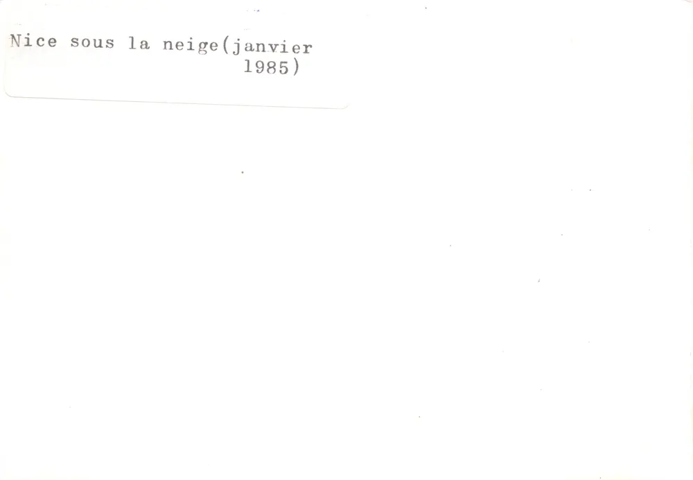 Nice — vue hivernale enneigée — éditeur non visible - पीछे