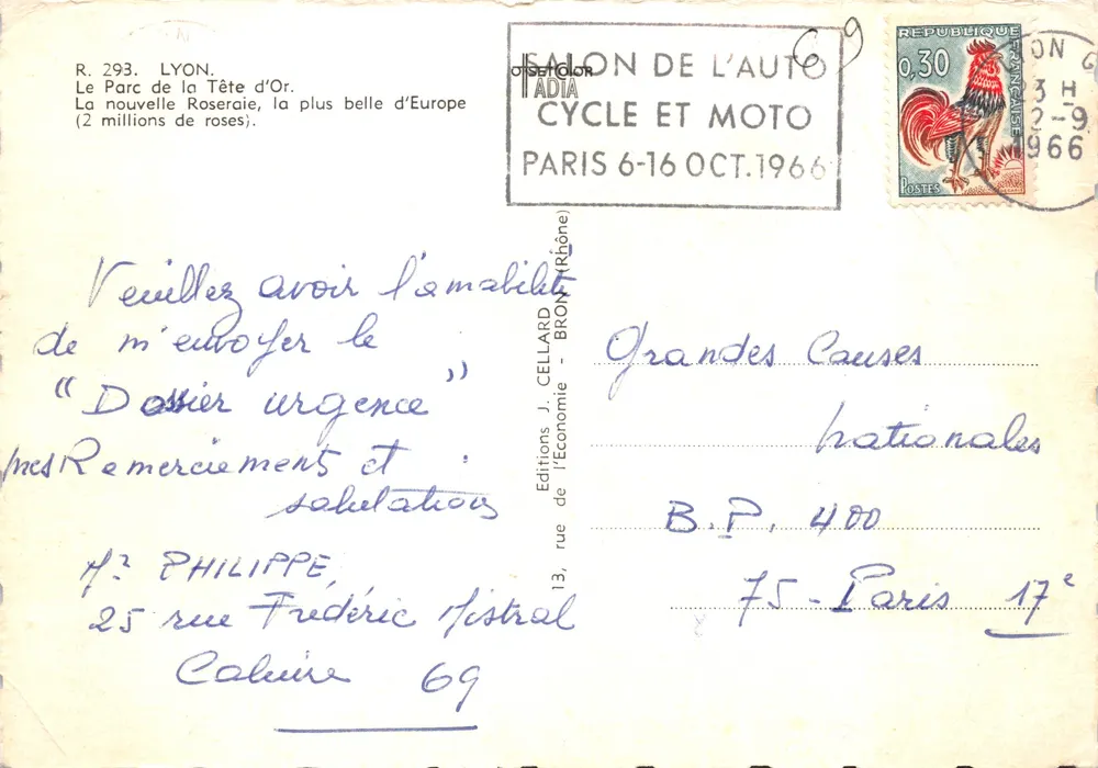 Le Parc de la Tête d'Or — Roseraie — Éditions J. Cellard - 뒷면