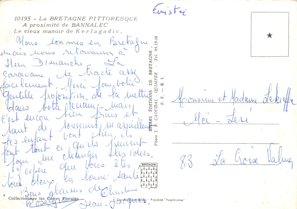 Das alte Schloss Kerlagadic — in der Nähe von Bannalec — Éditions Y. R. Caoudal - Rückseite