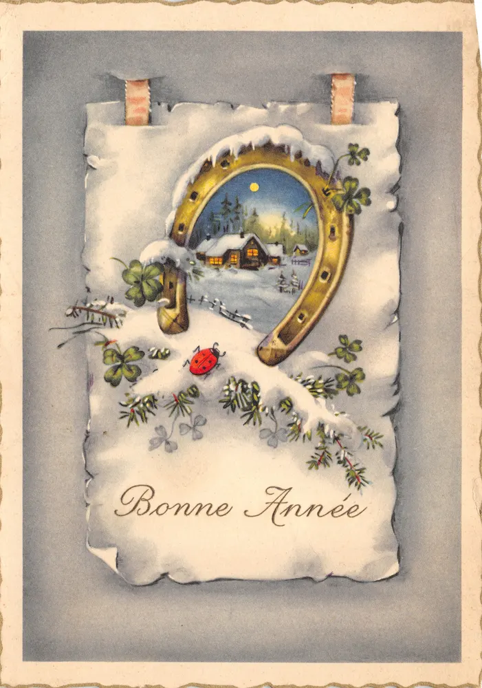Hufeisen und winterliches Landschaftsbild — Verlag Foecke Lux, Nr. 801 - Vorderseite