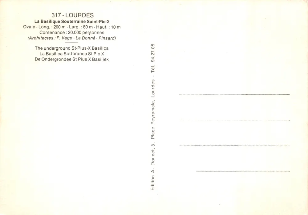 Lourdes — La Basilique Souterraine Saint-Pie-X — Éditeur Edluc - Verso