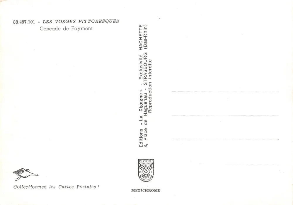 Wasserfall von Faymont — Ansicht des Wasserfalls mit Holzbrücke — Verlag IRIS - Rückseite