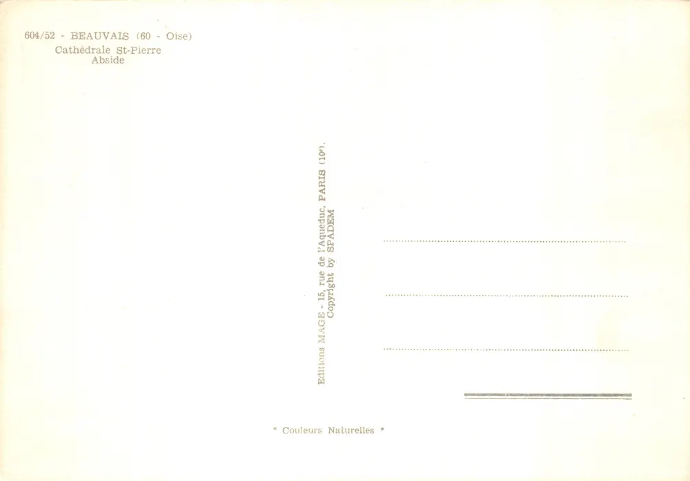Beauvais — Saint Peter's Cathedral — Editions SPADEM - Back