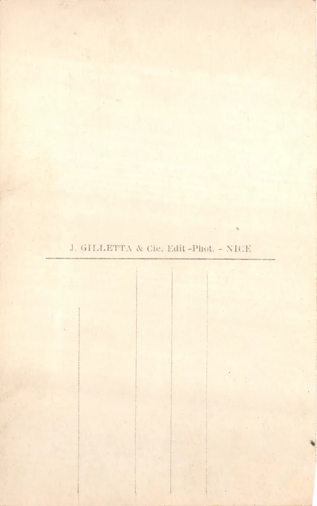 Nice - Cascade du Château — éditeur J. GILLETТА & Cie. Edit-Phot. - NICE, n° 64 - Verso