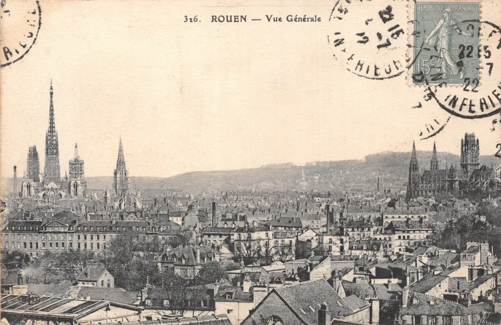 Rouen — Vue Générale — IMPRIMÉ SUR LA CARTE n°326 - Recto