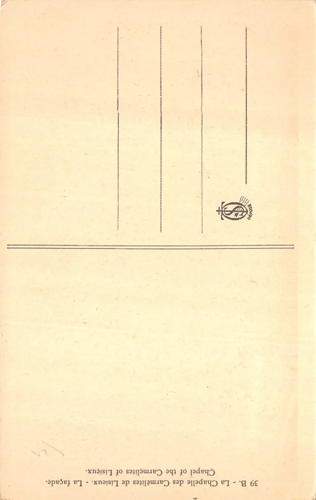 Chapelle des Carmélites de Lisieux — Façade — éditeur Béchard - Verso