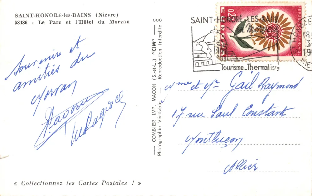 Saint-Honoré-les-Bains — Der Park und das Hotel du Morvan — Combier Imp. (S.-et-L.) - Rückseite