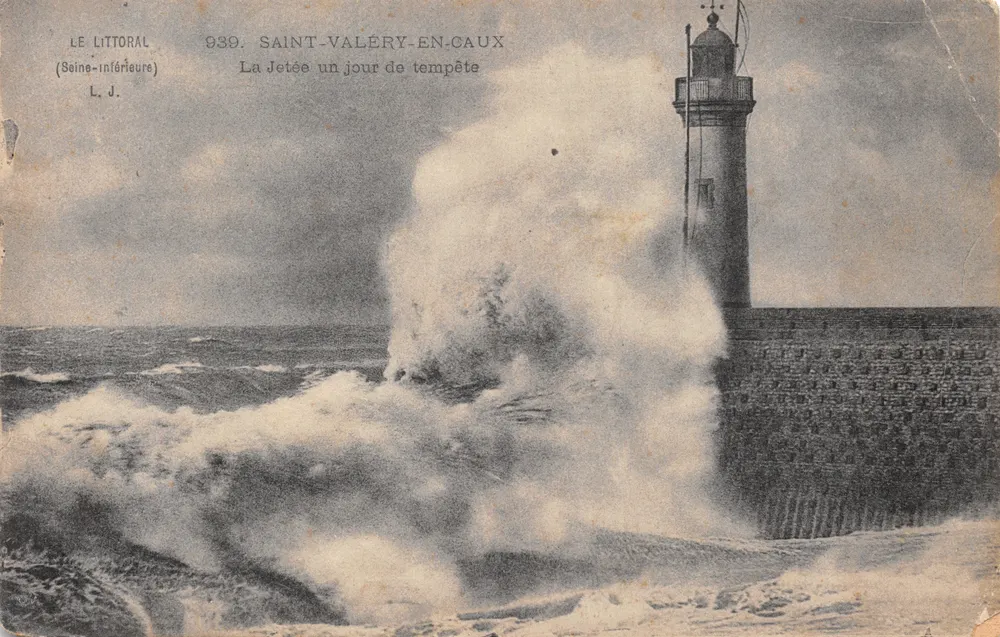 Saint-Valéry-en-Caux — Ansicht der Mole an einem stürmischen Tag — L. J. n° 939 - Vorderseite