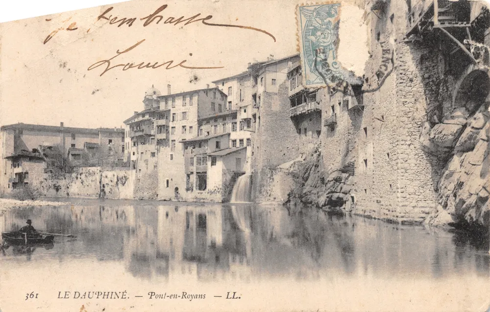 Pont-en-Royans — Ansicht des Brückens und Häuser am Fluss — Verleger LL - Vorderseite