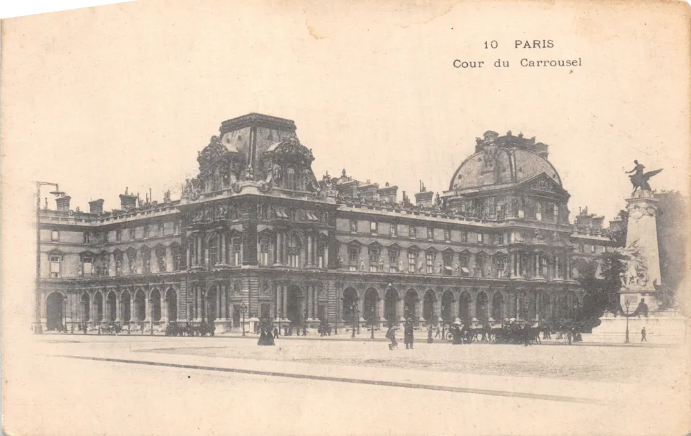 Hof des Carrousel — Ansicht des Palastes mit Reitstatue — Verleger '10 PARIS' - Vorderseite